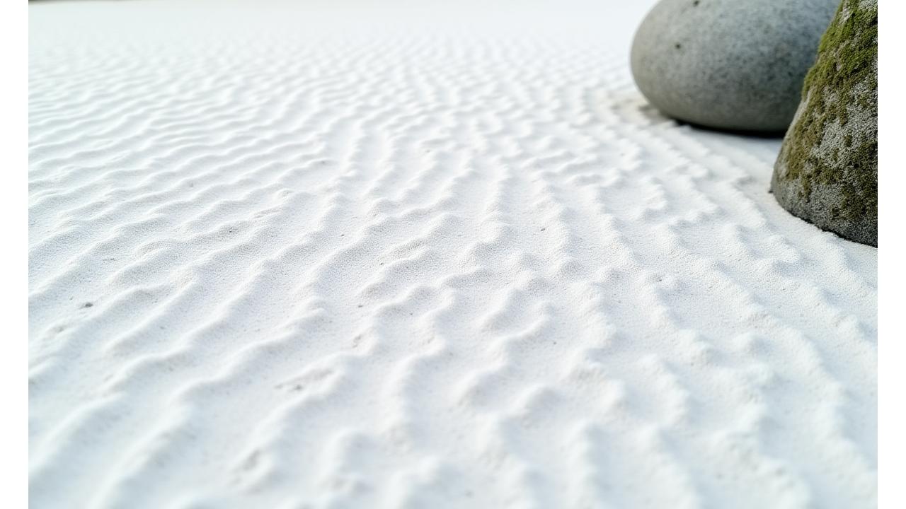 枯山水の砂紋のクローズアップ